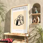 Minimalist Dökümlü Çizgi Doğal Ahşap Çerçeveli Tablo Poster Dekoratif Obje Ev Aksesuarları Modern