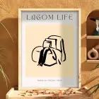 Minimalist Dökümlü Çizgi Doğal Ahşap Çerçeveli Tablo Poster Dekoratif Obje Ev Aksesuarları Modern