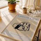 Minimalist Dökümlü Çizgi Doğal Ahşap Çerçeveli Tablo Poster Dekoratif Obje Ev Aksesuarları Modern