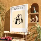 Minimalist Dökümlü Çizgi Beyaz Ahşap Çerçeveli Tablo Mekan Yatak Koridor Ofis Kanvas Görünümlü