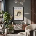 Minimalist Dökümlü Çizgi Siyah Ahşap Çerçeveli Tablo Mekan Yatak Koridor Ofis Kanvas Görünümlü