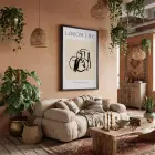 Minimalist Dökümlü Çizgi Siyah Ahşap Çerçeveli Tablo Mekan Yatak Koridor Ofis Kanvas Görünümlü