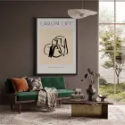 Minimalist Dökümlü Çizgi Siyah Ahşap Çerçeveli Tablo Mekan Yatak Koridor Ofis Kanvas Görünümlü