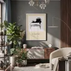 Bohem Koltuk Çizimi Beyaz Ahşap Çerçeveli Tablo Dekoru Poster Obje Ev Aksesuarları Modern