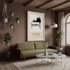 Bohem Koltuk Çizimi Beyaz Ahşap Çerçeveli Tablo Dekoru Poster Obje Ev Aksesuarları Modern