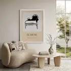 Bohem Koltuk Çizimi Beyaz Ahşap Çerçeveli Tablo Dekoru Poster Obje Ev Aksesuarları Modern