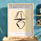 Lagom Yaşam Lamba Tablosu Doğal Ahşap Çerçeveli Dekoru Poster Obje Ev Aksesuarları Modern