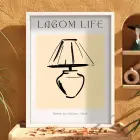 Lagom Yaşam Lamba Tablosu Beyaz Ahşap Çerçeveli Dekorasyonu Poster Obje Ev Aksesuarları Modern