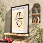 Lagom Yaşam Lamba Tablosu Siyah Ahşap Çerçeveli Yatak Koridor Ofis Kanvas Görünümlü Salon