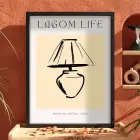 Lagom Yaşam Lamba Tablosu Siyah Ahşap Çerçeveli Yatak Koridor Ofis Kanvas Görünümlü Salon