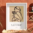 Kraft Minimalist Kadın Figürü Beyaz Ahşap Çerçeveli Tablo Kanvas Görünümlü Salon Oturma Odası