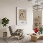 Minimalist Muse Çizimi Beyaz Ahşap Çerçeveli Tablo Koridor Ofis Kanvas Görünümlü Salon Oturma