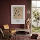 Minimalist Muse Çizimi Beyaz Ahşap Çerçeveli Tablo Koridor Ofis Kanvas Görünümlü Salon Oturma