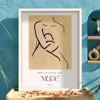 Minimalist Muse Çizimi Beyaz Ahşap Çerçeveli Tablo Koridor Ofis Kanvas Görünümlü Salon Oturma