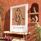 Bohème Soyut Çizgi Figür Beyaz Ahşap Çerçeveli Tablo Sanat İç Mekan Yatak Koridor