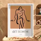 Bohème Soyut Çizgi Figür Beyaz Ahşap Çerçeveli Tablo Sanat İç Mekan Yatak Koridor