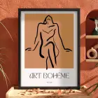 Bohème Soyut Çizgi Figür Siyah Ahşap Çerçeveli Tablo Modern Sanat İç Mekan Yatak
