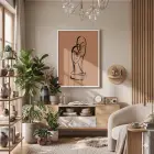 Terakota İkili Yüz Sanatı Beyaz Ahşap Çerçeveli Tablo Obje Ev Aksesuarları Modern Sanat