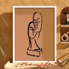 Terakota İkili Yüz Sanatı Beyaz Ahşap Çerçeveli Tablo Obje Ev Aksesuarları Modern Sanat