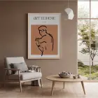 Terracotta Bohem Figür Doğal Ahşap Çerçeveli Tablo Dekoratif Obje Ev Aksesuarları Modern Sanat