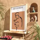 Terracotta Bohem Figür Doğal Ahşap Çerçeveli Tablo Dekoratif Obje Ev Aksesuarları Modern Sanat