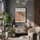 Terracotta Bohem Figür Siyah Ahşap Çerçeveli Tablo Salon Oturma Odası Duvar Dekoru Poster