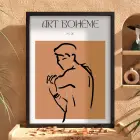 Terracotta Bohem Figür Siyah Ahşap Çerçeveli Tablo Salon Oturma Odası Duvar Dekoru Poster
