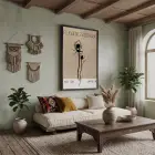 Kraft Yabani Çiçek Siyah Ahşap Çerçeveli Tablo Bohem Odası Duvar Dekoru Poster Obje