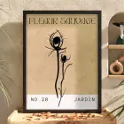 Kraft Yabani Çiçek Siyah Ahşap Çerçeveli Tablo Bohem Odası Duvar Dekoru Poster Obje