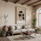 Bej Ginkgo Minimalist Doğal Ahşap Çerçeveli Tablo Koridor Ofis Kanvas Görünümlü Salon Oturma