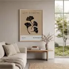 Bej Ginkgo Minimalist Doğal Ahşap Çerçeveli Tablo Koridor Ofis Kanvas Görünümlü Salon Oturma