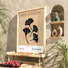 Bej Ginkgo Minimalist Doğal Ahşap Çerçeveli Tablo Koridor Ofis Kanvas Görünümlü Salon Oturma