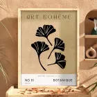 Bej Ginkgo Minimalist Doğal Ahşap Çerçeveli Tablo Koridor Ofis Kanvas Görünümlü Salon Oturma