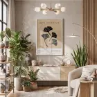 Bej Ginkgo Minimalist Beyaz Ahşap Çerçeveli Tablo Mekan Yatak Koridor Ofis Kanvas Görünümlü