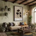 Bej Ginkgo Minimalist Siyah Ahşap Çerçeveli Tablo Poster Dekoratif Obje Ev Aksesuarları Modern