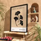 Bej Ginkgo Minimalist Siyah Ahşap Çerçeveli Tablo Poster Dekoratif Obje Ev Aksesuarları Modern