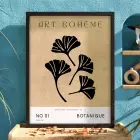 Bej Ginkgo Minimalist Siyah Ahşap Çerçeveli Tablo Poster Dekoratif Obje Ev Aksesuarları Modern