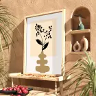 Soyut Siyah Berry Tablo Doğal Ahşap Çerçeveli Duvar Dekoru Poster Obje Ev Aksesuarları
