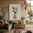 Soyut Siyah Berry Tablo Beyaz Ahşap Çerçeveli Obje Ev Aksesuarları Modern Sanat İç