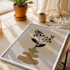 Soyut Siyah Berry Tablo Beyaz Ahşap Çerçeveli Obje Ev Aksesuarları Modern Sanat İç