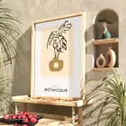 Bej Tonlarda Botanik Vazo Doğal Ahşap Çerçeveli Tablo Bohem Ev Aksesuarları Modern Sanat