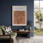 Minimalist Botanik Çizim Doğal Ahşap Çerçeveli Tablo Bohem Dekoratif Obje Ev Aksesuarları Modern