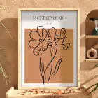 Minimalist Botanik Çizim Doğal Ahşap Çerçeveli Tablo Bohem Dekoratif Obje Ev Aksesuarları Modern