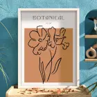 Minimalist Botanik Çizim Beyaz Ahşap Çerçeveli Tablo Bohem Dekoratif Obje Ev Aksesuarları Modern