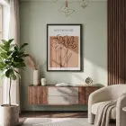 Minimalist Botanik Çizim Siyah Ahşap Çerçeveli Tablo Bohem Görünümlü Salon Oturma Odası Duvar
