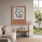 Toprak Tonlu Çiçek Silüeti Doğal Ahşap Çerçeveli Tablo Bohem Salon Oturma Odası Duvar