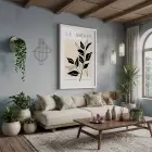 Minimalist Jardin Dalı Beyaz Ahşap Çerçeveli Tablo Dekoru Poster Obje Ev Aksesuarları Modern
