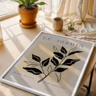 Minimalist Jardin Dalı Beyaz Ahşap Çerçeveli Tablo Dekoru Poster Obje Ev Aksesuarları Modern