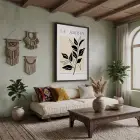 Minimalist Jardin Dalı Siyah Ahşap Çerçeveli Tablo Oturma Odası Duvar Dekoru Poster Obje
