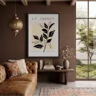 Minimalist Jardin Dalı Siyah Ahşap Çerçeveli Tablo Oturma Odası Duvar Dekoru Poster Obje